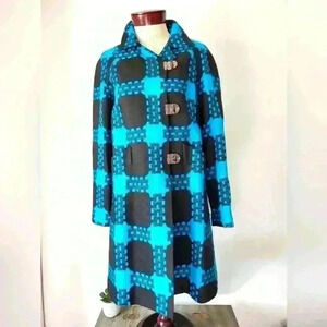 Per se teal and  blue 100% wool jacket with toggle buttons. Size 6